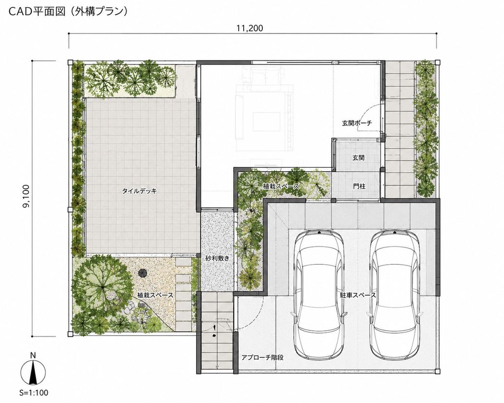 外構平面図のCAD作図実績